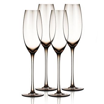 Berkware Set of 4 Sparkling Colored Champagne Flutes 7.3oz Premium Glassware for Celebrations
