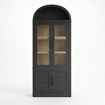 ANIXOL Arched 5 tier Farmhouse Bookcase Cabinet with Doors