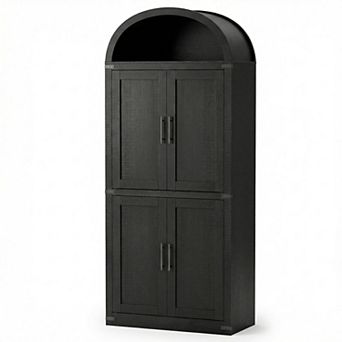 ANIXOL Arched 5 tier Farmhouse Bookcase Cabinet with Doors