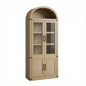 ANIXOL Arched 5 tier Farmhouse Bookcase Cabinet with Doors