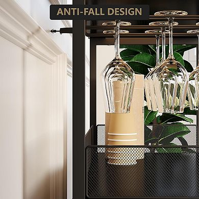 ANIXOL 3 Tier Wine Bar Cabinet with Wine Rack and Storage