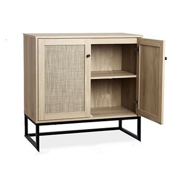 Rattan Accent Sideboard Buffet Storage Cabinet