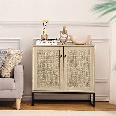 Rattan Accent Sideboard Buffet Storage Cabinet