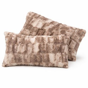 Cheer Collection Luxuriously Soft Faux Fur Decorative Throw Pillows with Inserts