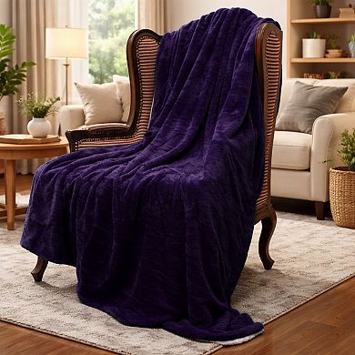 Cheer Collection Fuzzy Microsherpa Throw Blanket Soft Velvet Feel Cozy Accent for Couch Bed