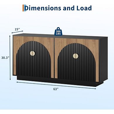 Modern Farmhouse Fluted Sideboard Buffet Cabinet with Storage