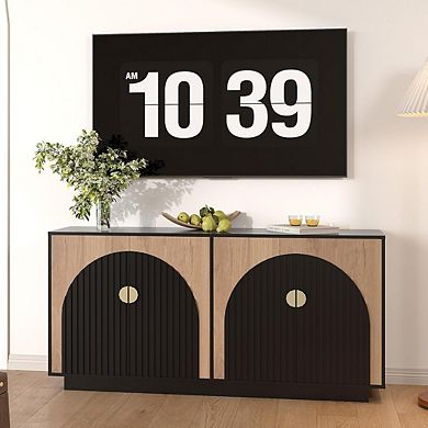 Modern Farmhouse Fluted Sideboard Buffet Cabinet with Storage