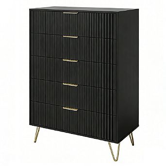Fluted Dresser for Bedroom with 5 Drawers
