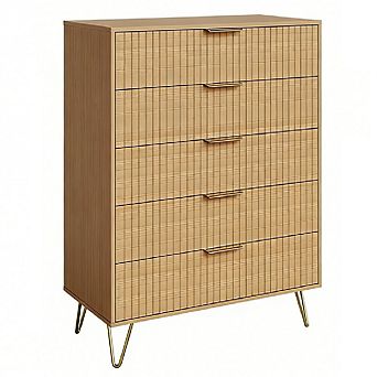 Fluted Dresser for Bedroom with 5 Drawers
