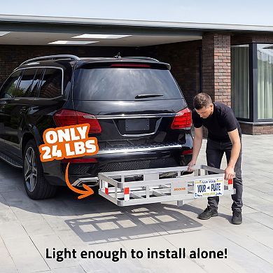 Mockins 49"x22"x7" Aluminum Hitch Cargo Carrier with 20 Cu ft. Gray Cargo Bag and Accessories