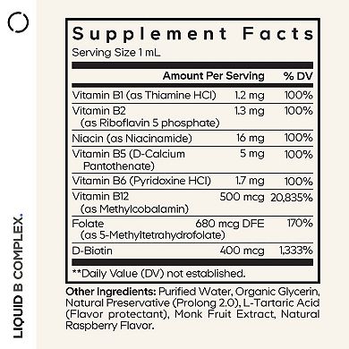 Codeage Liquid B-Complex, 8 B Vitamins B1B12, 1 fl oz