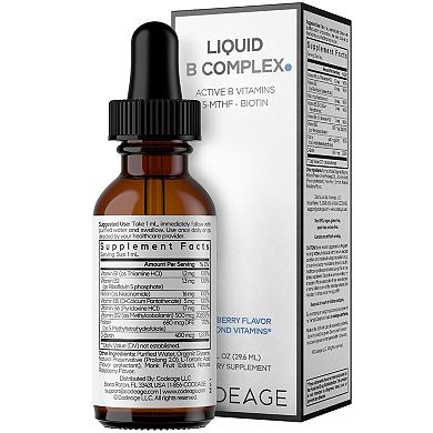 Codeage Liquid B-Complex, 8 B Vitamins B1B12, 1 fl oz