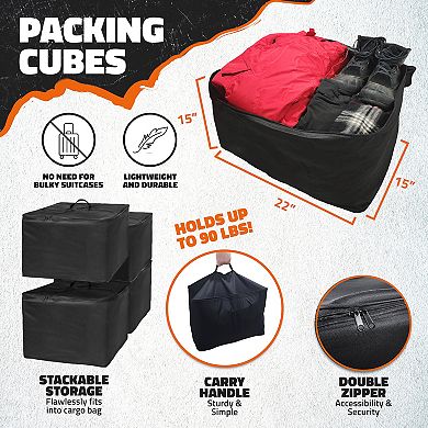 Mockins 48"x18"x6" Tow Hitch Cargo Basket with 15 Cu.Ft.Cargo Bag, Packing Cubes