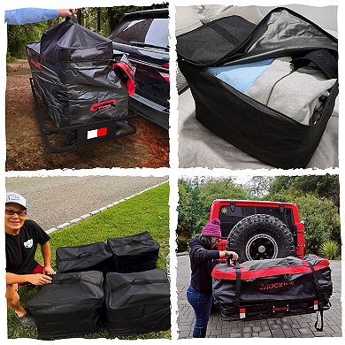 Mockins 48"x18"x6" Tow Hitch Cargo Basket with 15 Cu.Ft.Cargo Bag, Packing Cubes