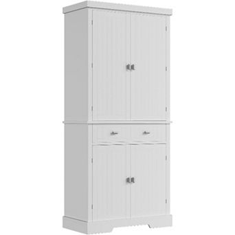 Pantry Cabinet with Adjustable Shelves, Drawer, and Door Storage
