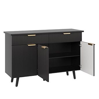 Modern Buffet Cabinet with Drawers and Adjustable Shelves, 47" Farmhouse Kitchen Sideboard