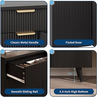 Modern Buffet Cabinet with Drawers and Adjustable Shelves, 47" Farmhouse Kitchen Sideboard