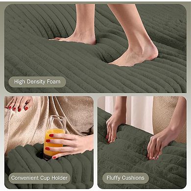 ANIXOL Oversized Chaise Lounge Chair with Storage Ottoman and Pillows