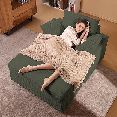 ANIXOL Oversized Chaise Lounge Chair with Storage Ottoman and Pillows