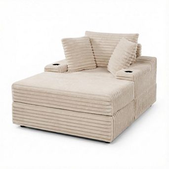 ANIXOL Oversized Chaise Lounge Chair with Storage Ottoman and Pillows