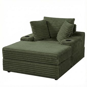 ANIXOL Oversized Chaise Lounge Chair with Storage Ottoman and Pillows