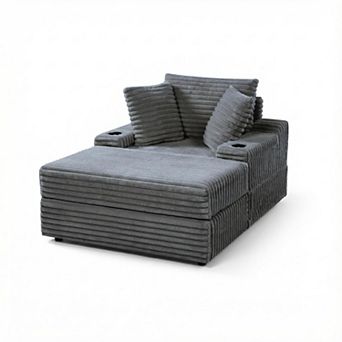 ANIXOL Oversized Chaise Lounge Chair with Storage Ottoman and Pillows