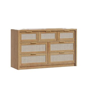 Rattan Dresser with 7 Drawers and Metal Handles