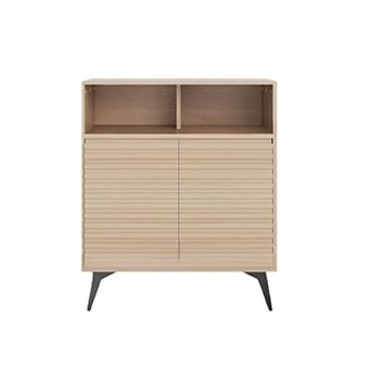 Fluted Mid Century Modern Sideboard Cabinet with Metal Legs Buffet Storage Credenza