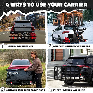 Mockins 60"x20"x6" Hitch Cargo Carrier Rack with Luggage Carrier Accessories