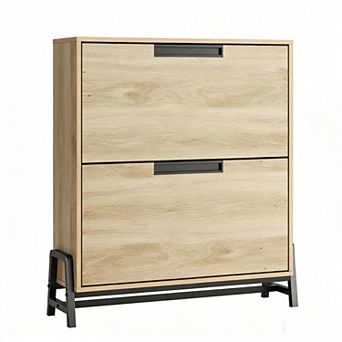 Shoe Cabinet with 2 Flip Drawers, Hidden Entryway Shoe Storage with Adjustable Rack