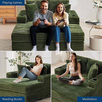 ANIXOL Oversized Corduroy Chaise Lounge Sleeper Sofa Chair