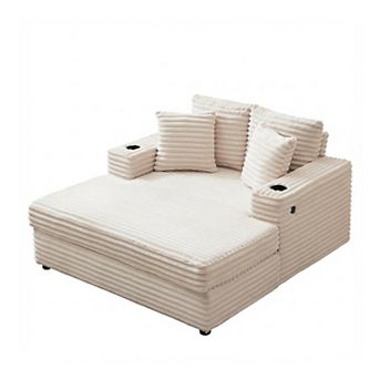 ANIXOL Oversized Corduroy Chaise Lounge Sleeper Sofa Chair