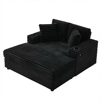 ANIXOL Oversized Corduroy Chaise Lounge Sleeper Sofa Chair