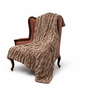 Cheer Collection Faux Fur Throw Blanket Soft Decorative Accent for Couch Bed All Season Comfort