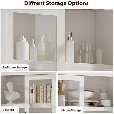 Kitchen Storage Pantry Cabinet with 4 Doors & Adjustable Shelves