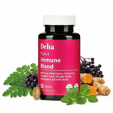 7-in-1 Immune Support Tablets 90-Count Moringa Vitamin C Elderberry - Organic, Non-GMO