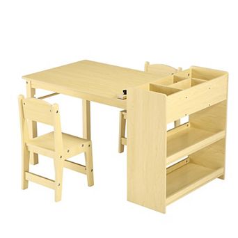 ANIXOL Kids Art Table and 2 Chairs with Storage Shelves