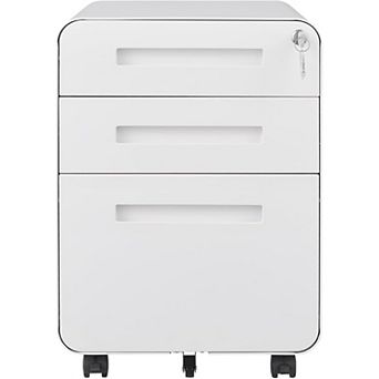 Mobile Steel File Cabinet with Lock and Three Drawers