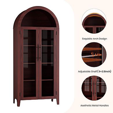 ANIXOL Arched 5-Tier Pantry Storage Cabinet with Glass Doors