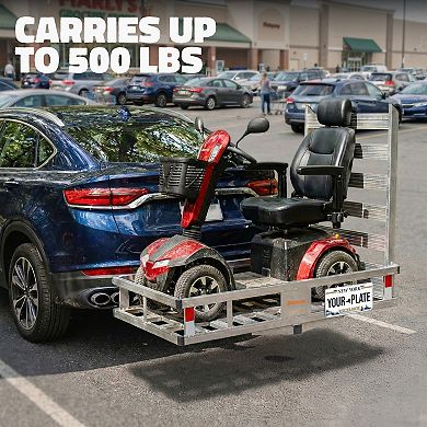 Mockins 50"x29"x8" Aluminum Cargo Rack Mobility Scooter Carrier with Ramp and Accessories