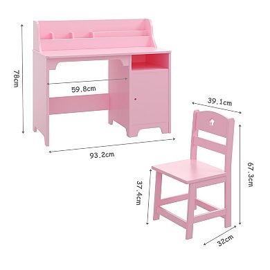 ANIXOL Kids Desk and Chair Set with Hutch and Storage