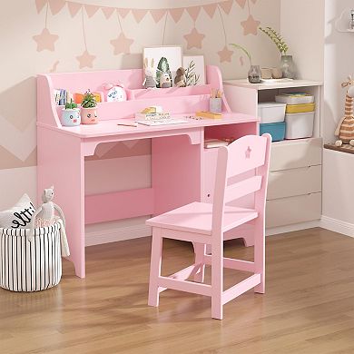 ANIXOL Kids Desk and Chair Set with Hutch and Storage