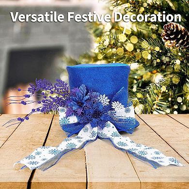 Glitter Christmas Tree Topper Bow with Snowflakes and Spruce