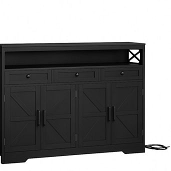 Buffet Cabinet with Drawers and Barn Doors, Large Sideboard Storage Cabinet