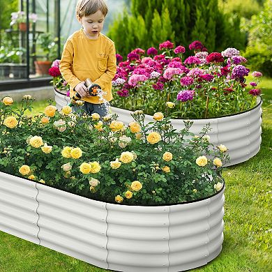 ANIXOL Set of 2 Oval Galvanized Steel Raised Planter Beds