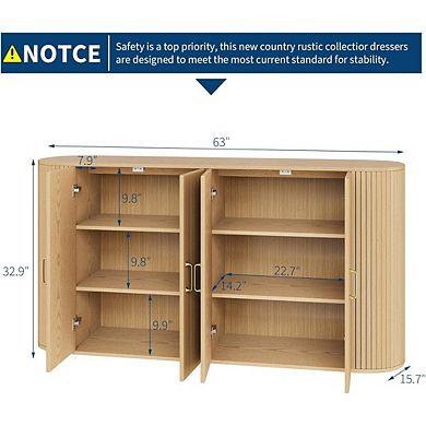 Modern Fluted Sideboard Buffet Cabinet with Storage