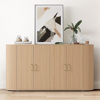 Modern Fluted Sideboard Buffet Cabinet with Storage