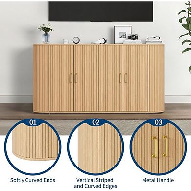 Modern Fluted Sideboard Buffet Cabinet with Storage