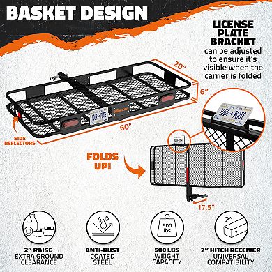 Mockins 60"x20"x6" Tow Hitch Cargo Carrier with 20 Cu.Ft. Waterproof Bag