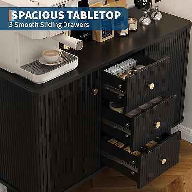 Modern Fluted Sideboard Buffet Cabinet with Drawers